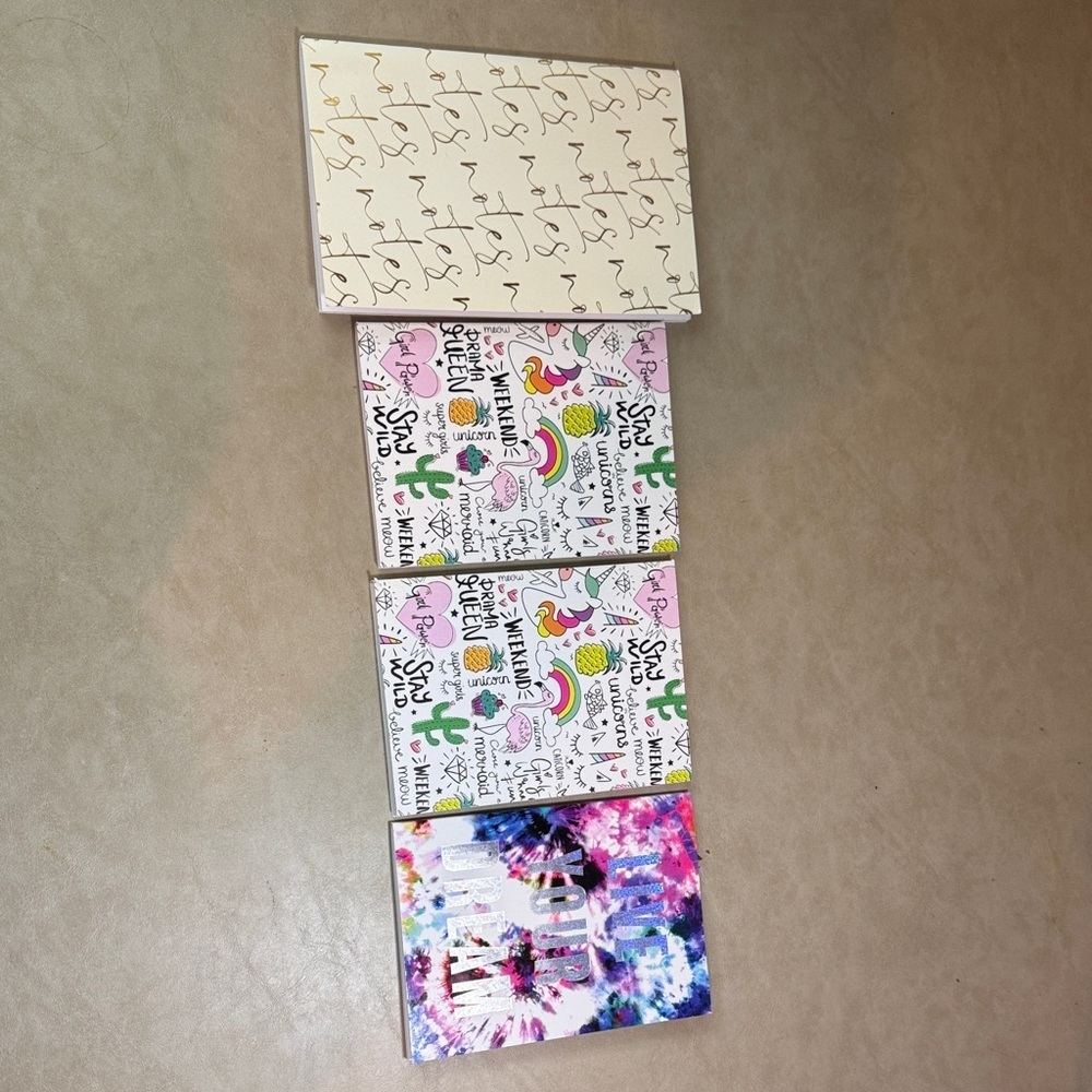 CrownJewlz Colorful Notebooks Set of 4 with Fun Designs